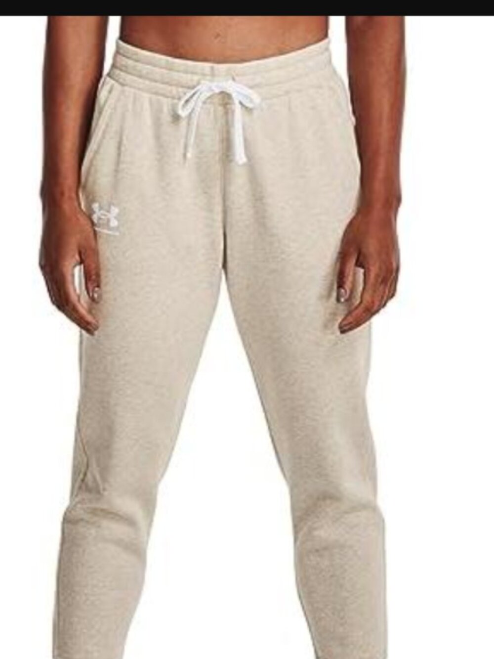 Under Armour Women's Rival Fleece Joggers Oatmeal Sweatpants Sz S